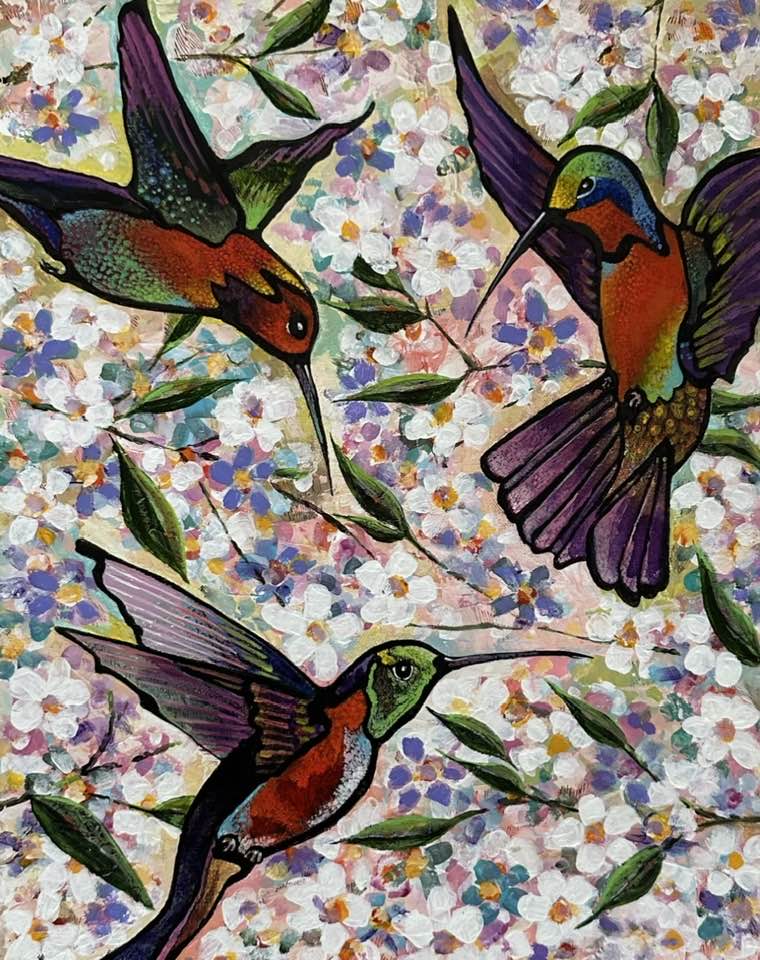 hummingbirds gallery wrap canvas 12x16